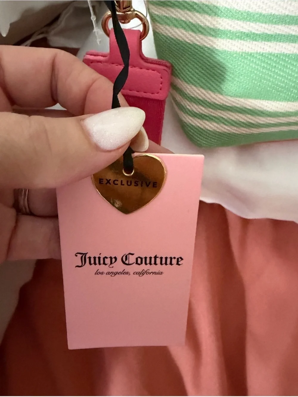 Juicy Couture Mint Green & Hot Pink Striped Wristlet